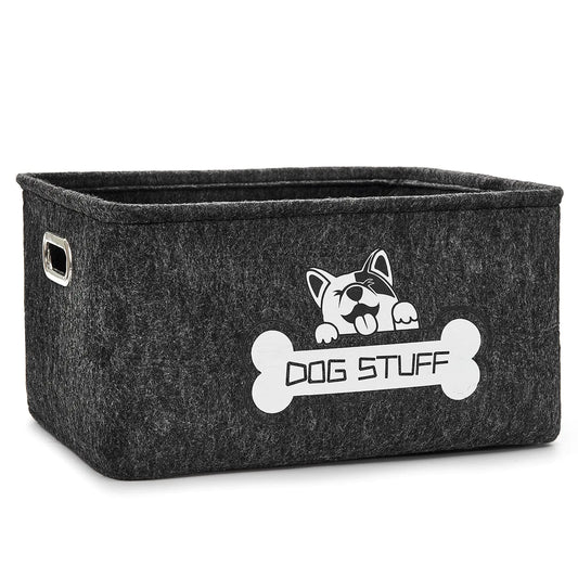 Thankspaw Dog Toy Basket Pet Supplies Storage Basket with Metal Handle Dog Toy Box Collapsible Pet Storage Collection for Organizing Dog Cat Toys